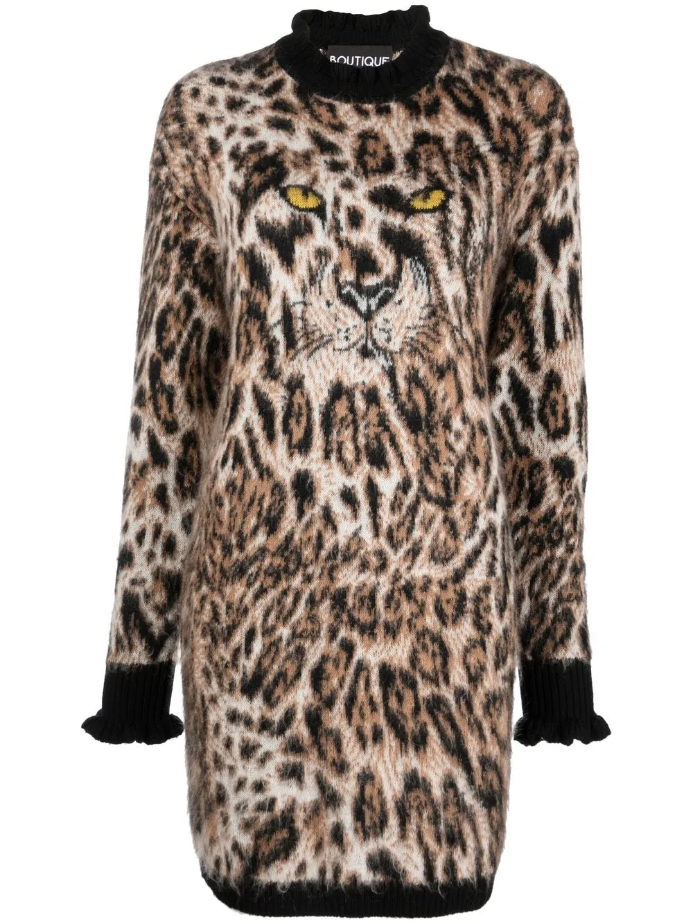 

Boutique Moschino vestido tejido con estampado de leopardo - Marrón