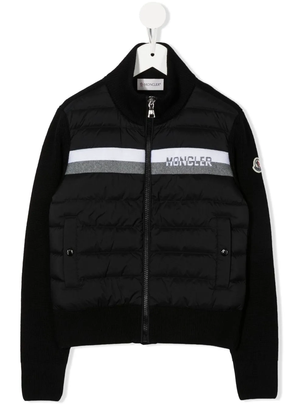 

Moncler Enfant chamarra capitonada tejida en intarsia - Negro