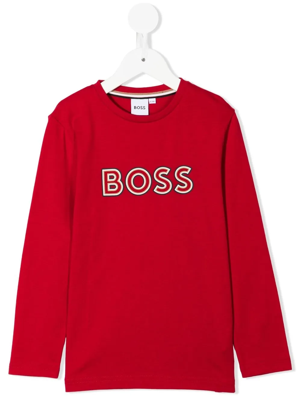 

BOSS Kidswear playera manga larga con logo estampado - Rojo