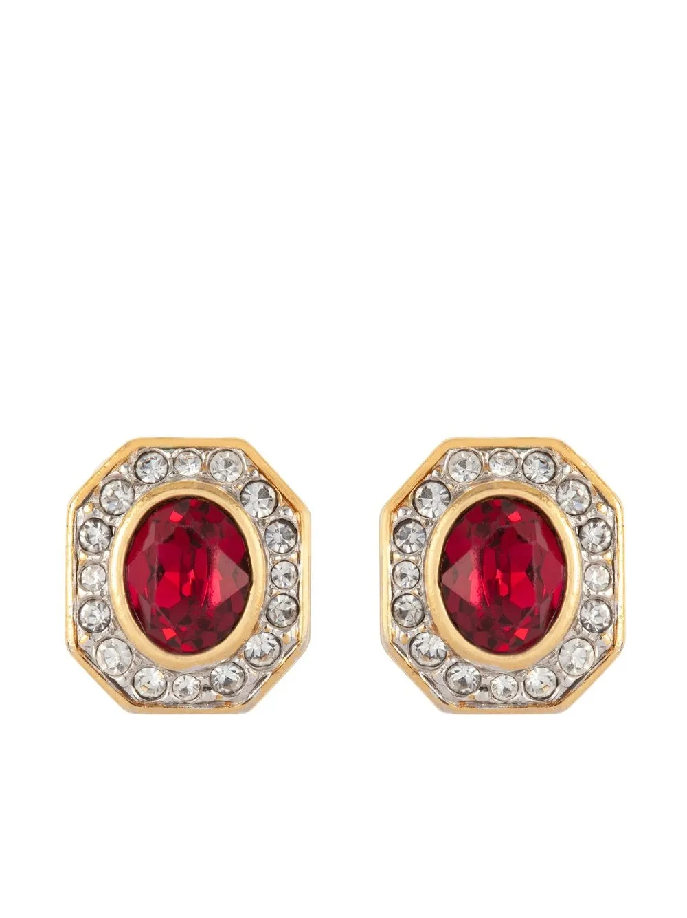 

Susan Caplan Vintage 1980s gemstone-embellished clip-on earrings - Red