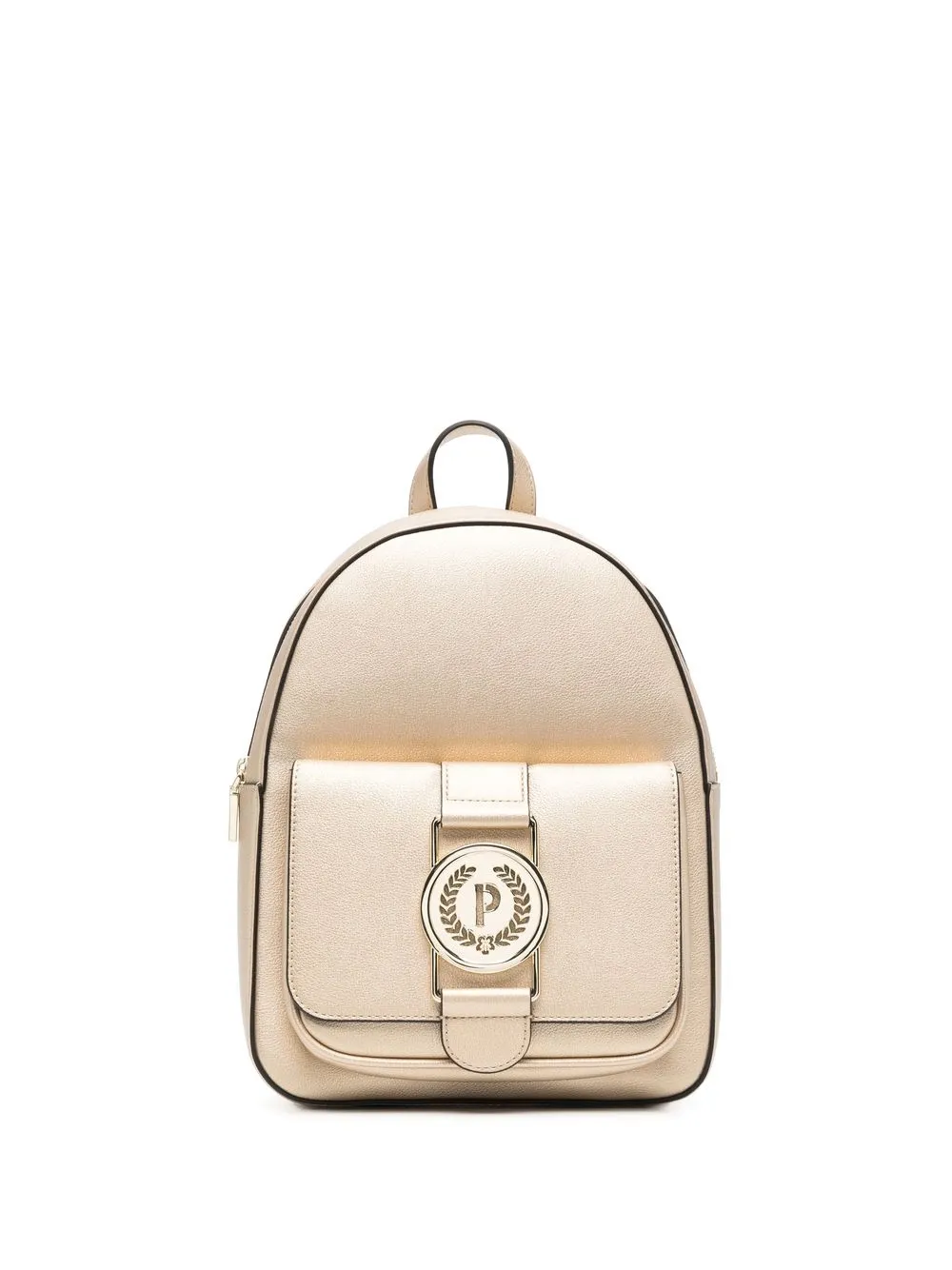 

Pollini logo-plaque faux-leather backpack - Gold