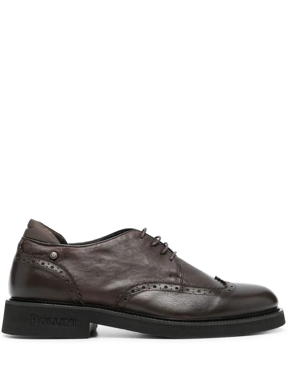 Pollini Leather Lace-up Brogues In 褐色