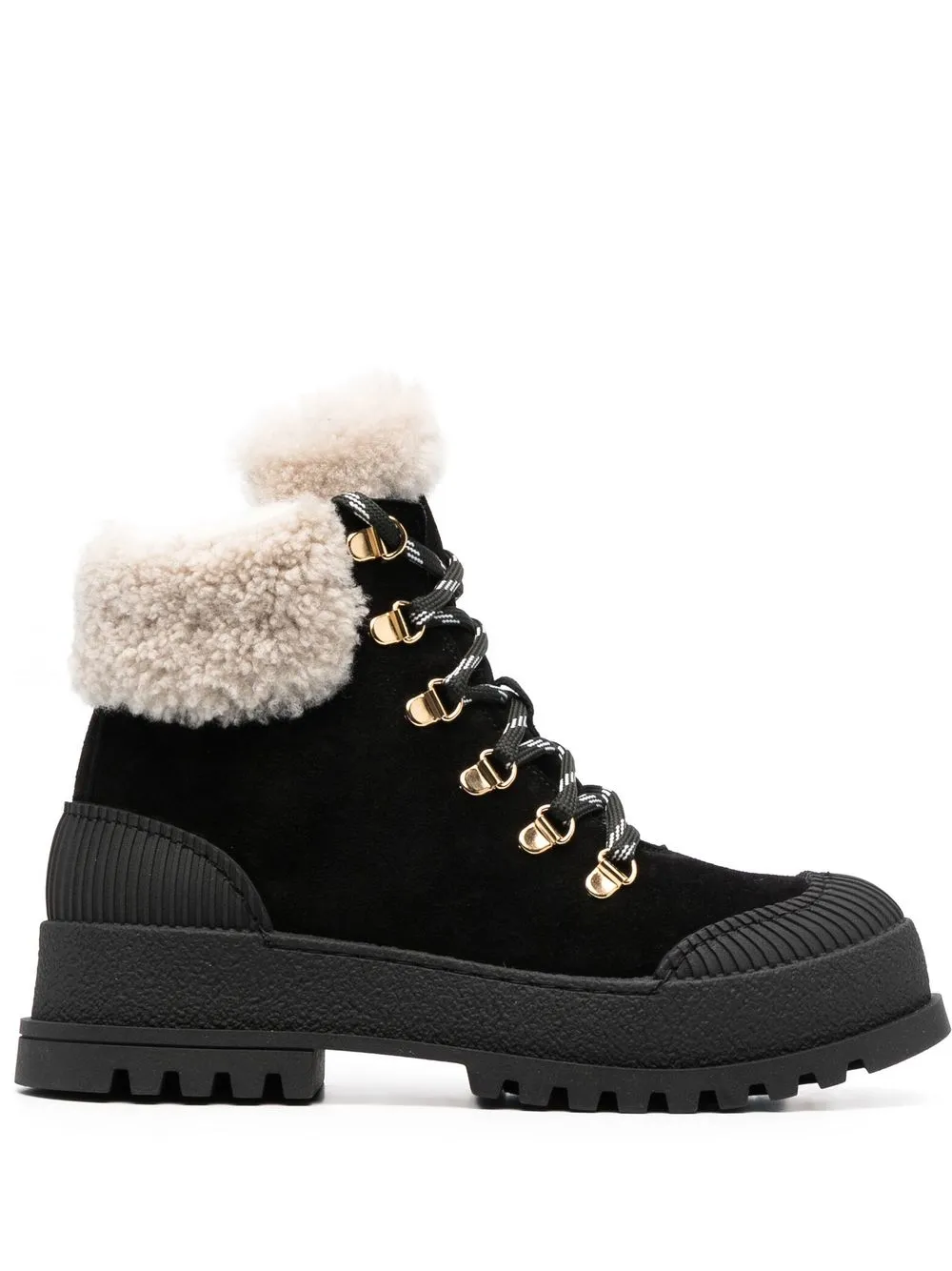 

Pollini lace-up shearling ankle boots - Black