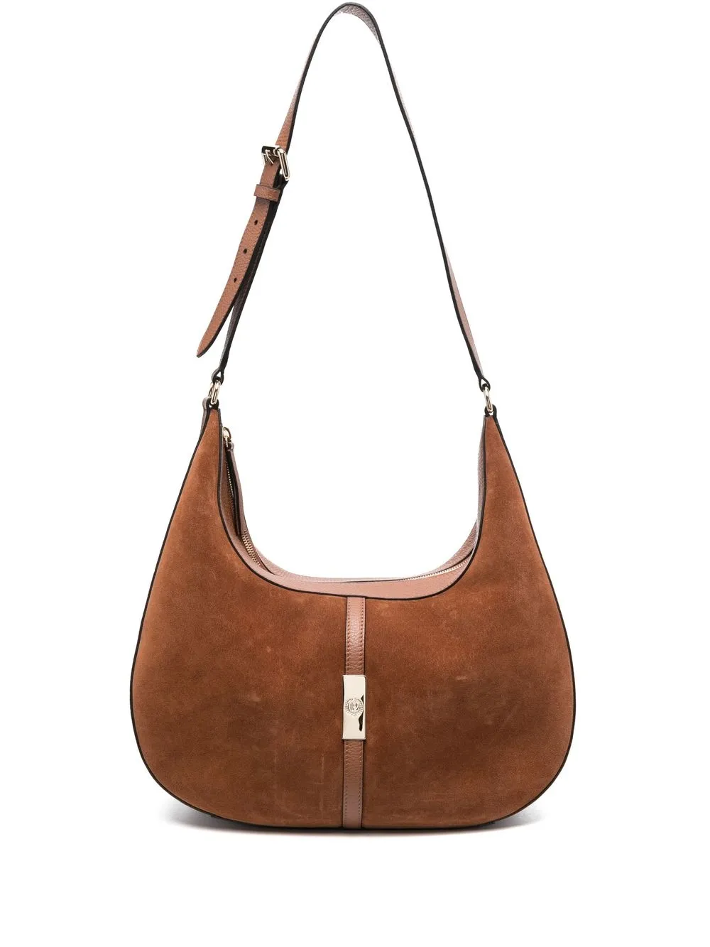 

Pollini engraved-logo suede shoulder bag - Brown