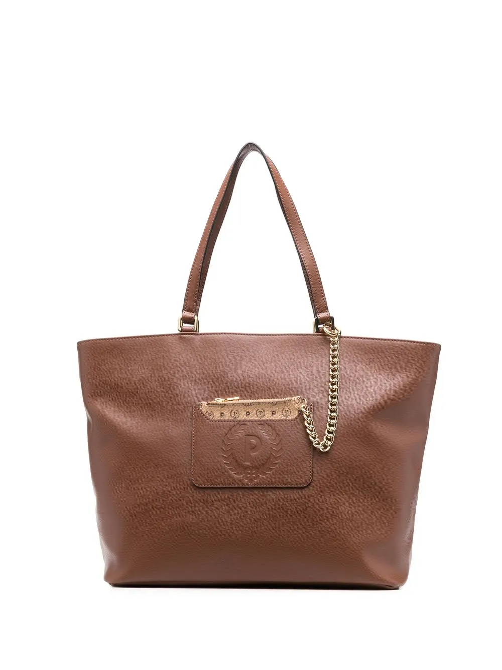 

Pollini embossed-logo detail tote bag - Brown