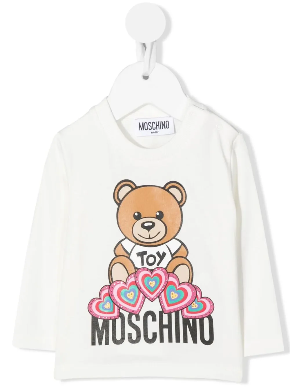 

Moschino Kids playera con logo estampado y manga larga - Blanco