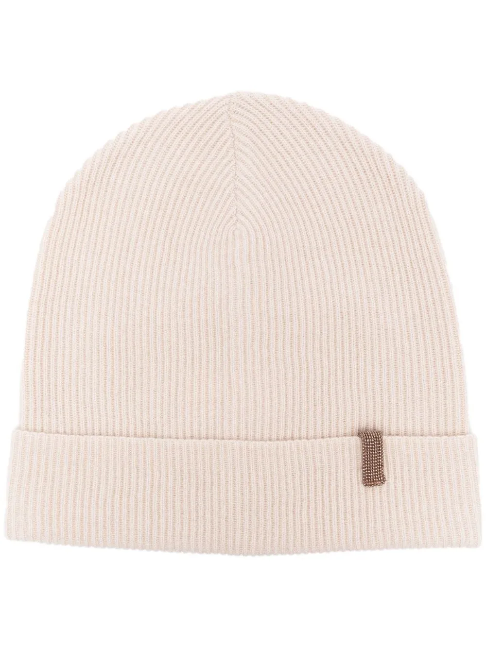 

Brunello Cucinelli ribbed-knit beaded-detail beanie - Neutrals