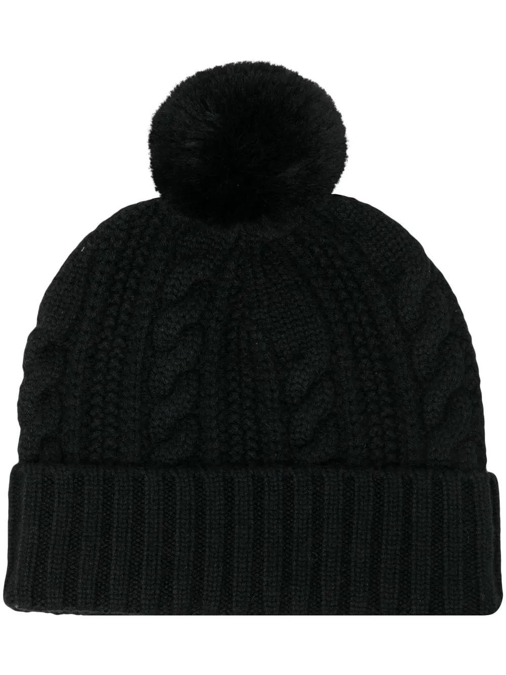 

N.Peal gorro en tejido de ochos con pompón - Negro