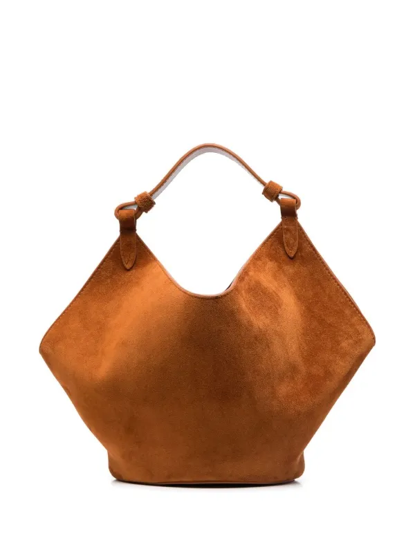 Lotus Mini Suede Tote Bag in Brown - Khaite