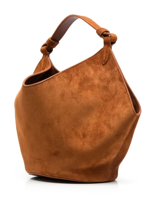 Lotus Mini Suede Tote Bag in Brown - Khaite