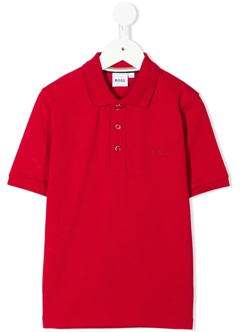 

BOSS Kidswear playera tipo polo con logo bordado - Rojo