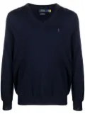 Polo Ralph Lauren embroidered-logo V-neck sweater - Blue