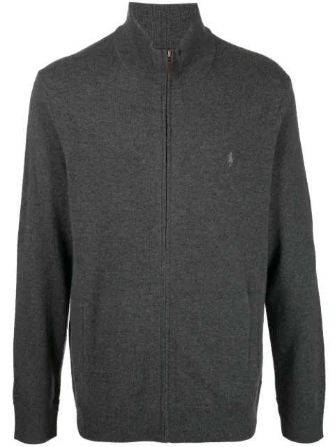 Polo Ralph Lauren embroidered-logo zip-up cardigan