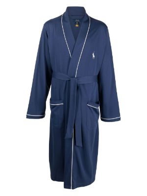 Blue Farfetch Men Clothing Loungewear Bathrobes Embroidered-polo pony robe 