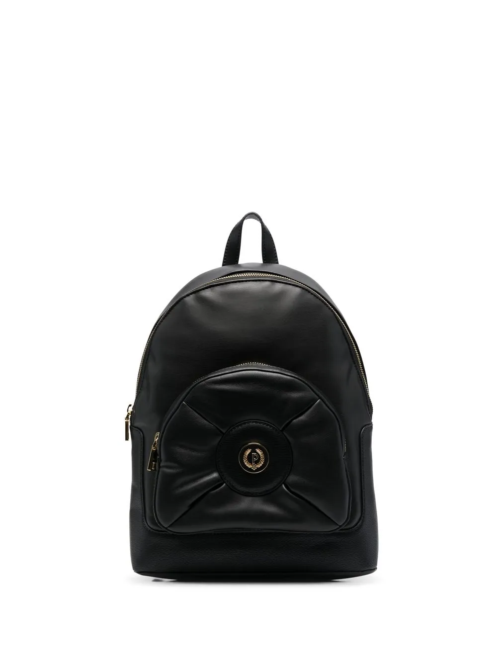 

Pollini logo-plaque faux-leather backpack - Black