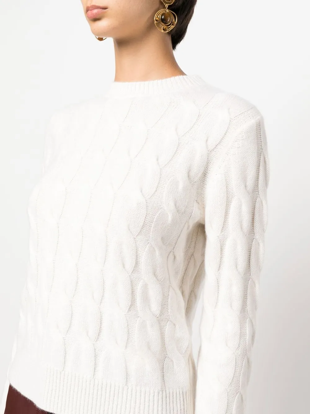 Max Mara Cable-knit Cashmere Jumper In Neutral