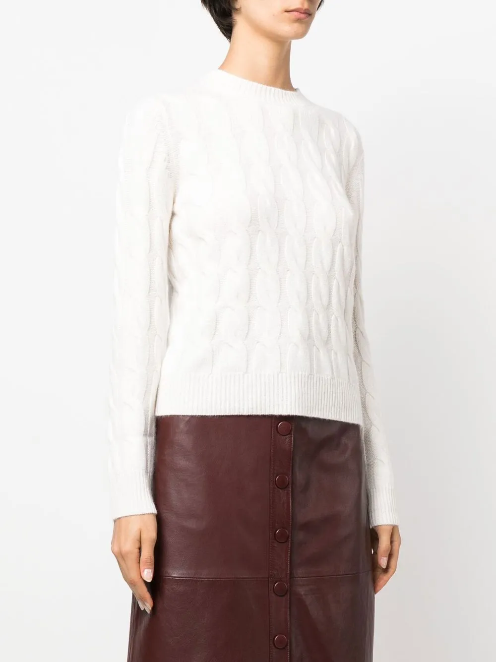 Max Mara Cable-knit Cashmere Jumper In Neutral