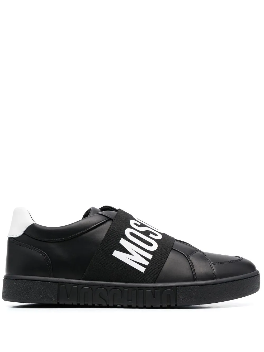 

Moschino logo-strap leather sneakers - Black