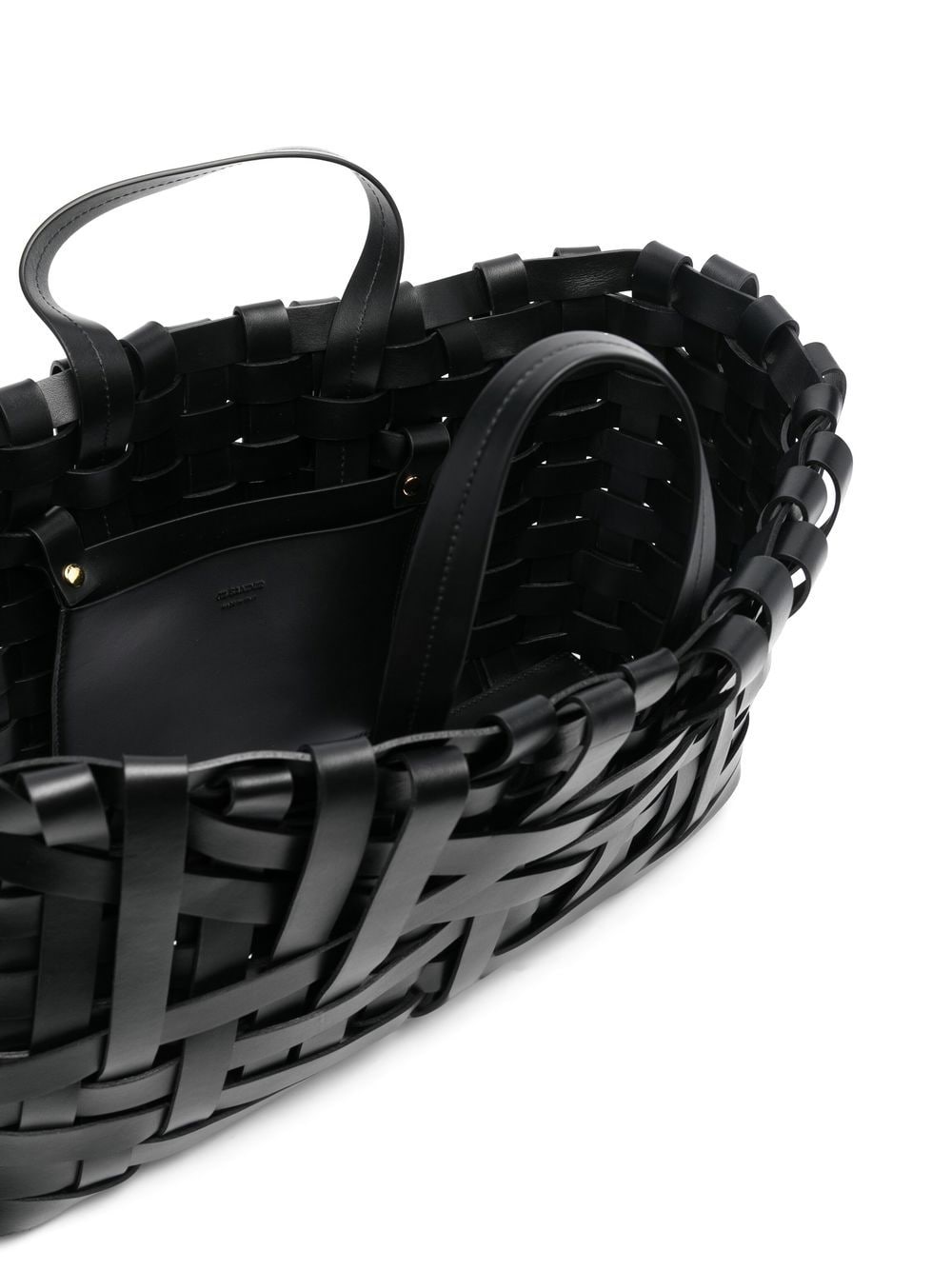 Shop Jil Sander Leather Interwoven Tote Bag In Black