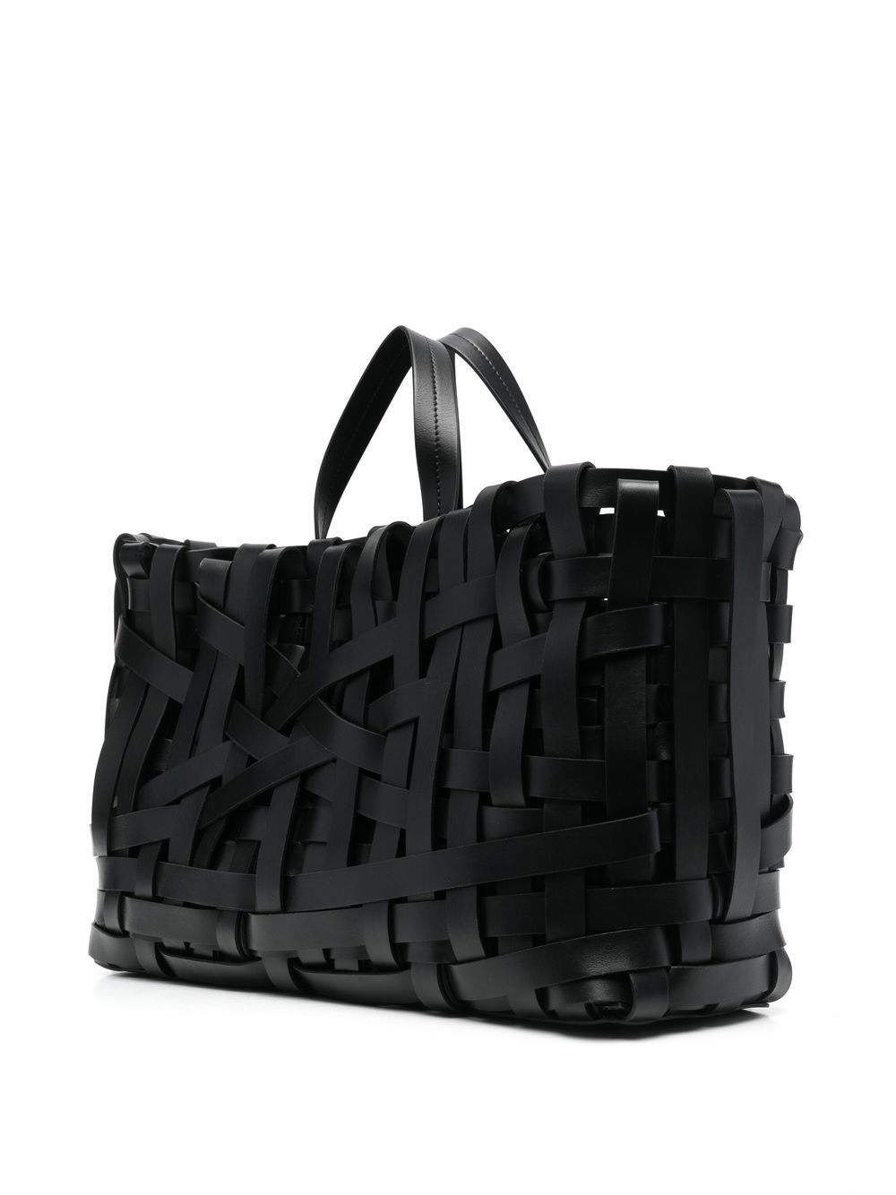 Shop Jil Sander Leather Interwoven Tote Bag In Black