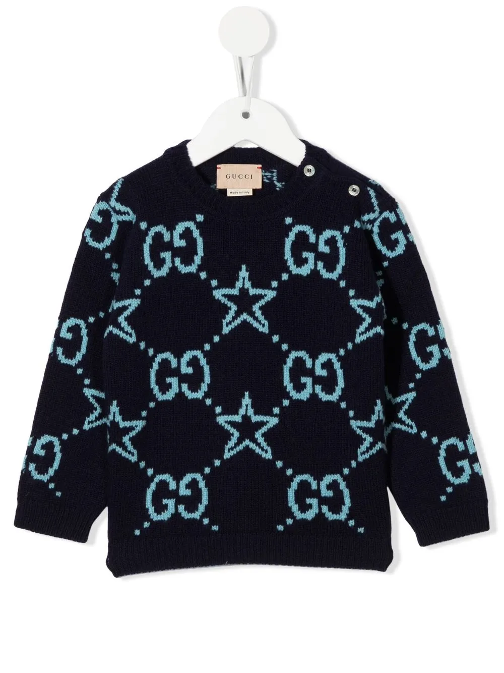 

Gucci Kids intarsia-knit logo wool jumper - Blue