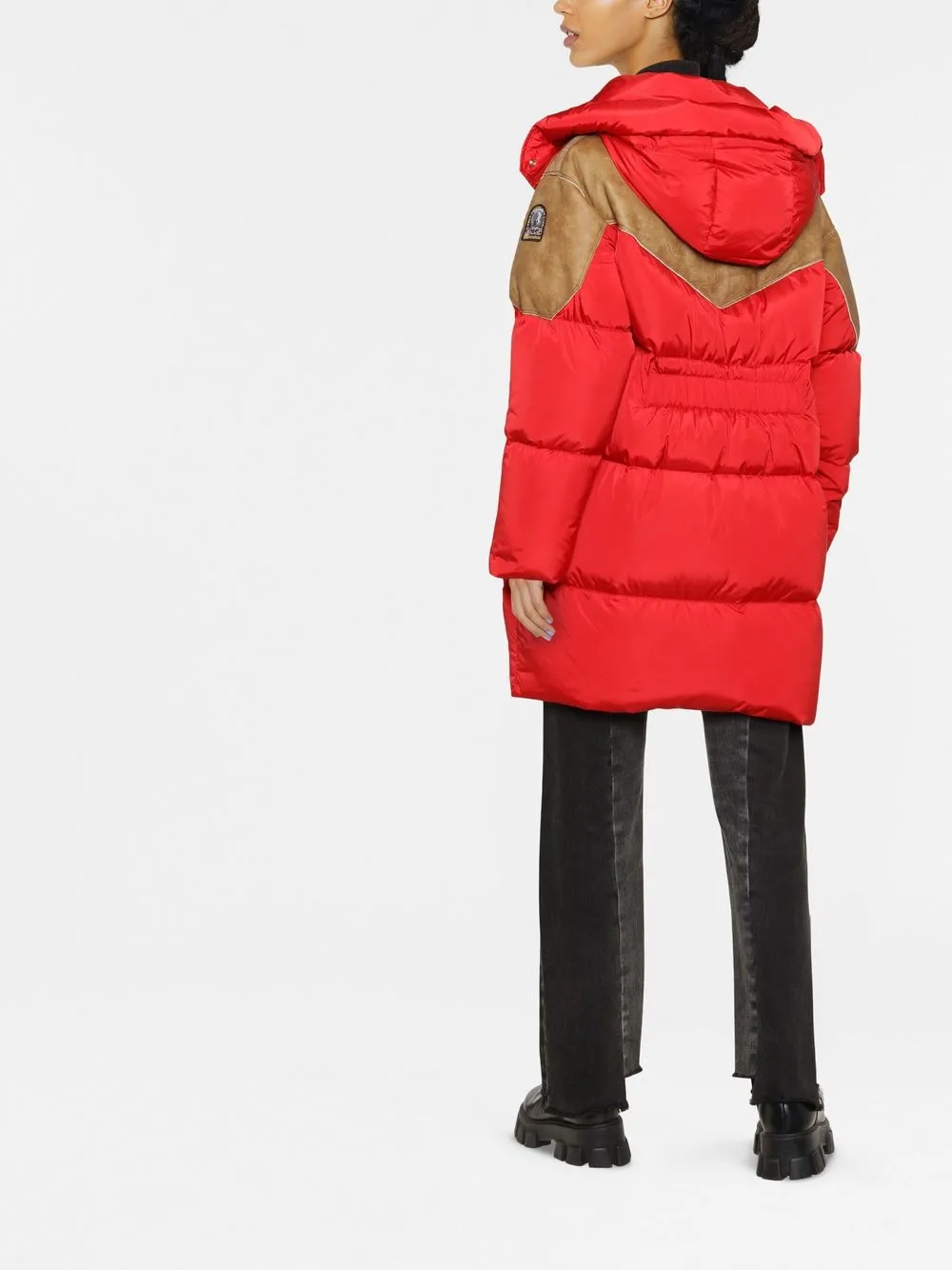 sheepskin panelled belted coat