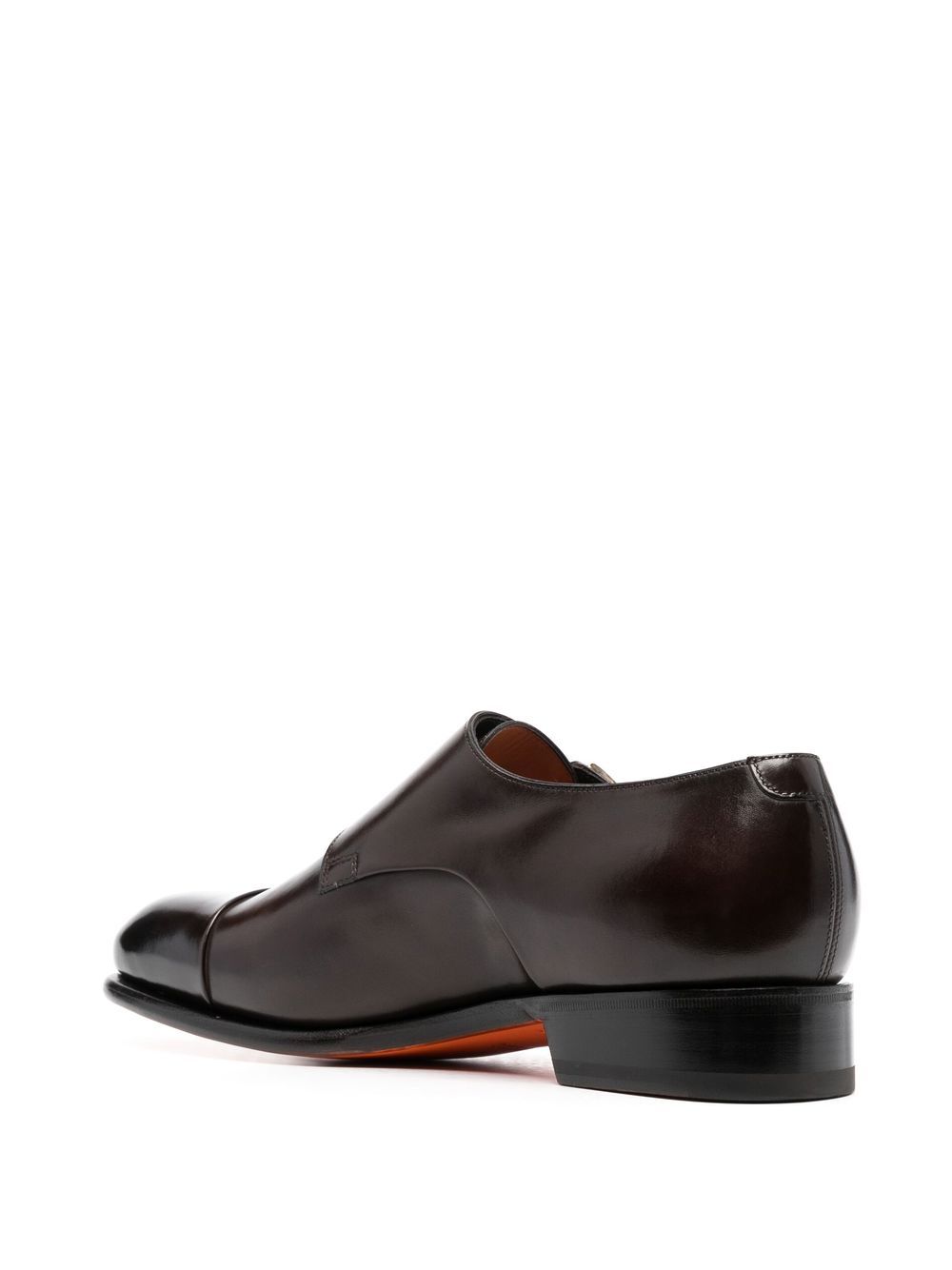 Santoni leather monk shoes Brown