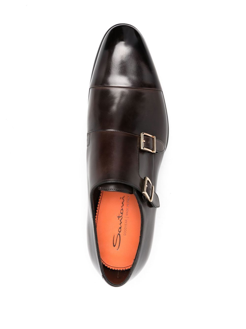 Santoni leather monk shoes Brown