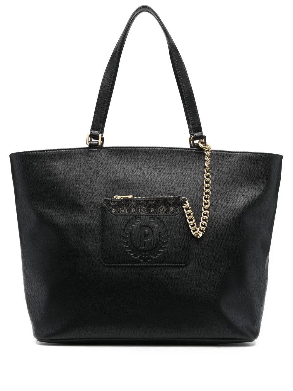 

Pollini embossed-logo detail tote bag - Black