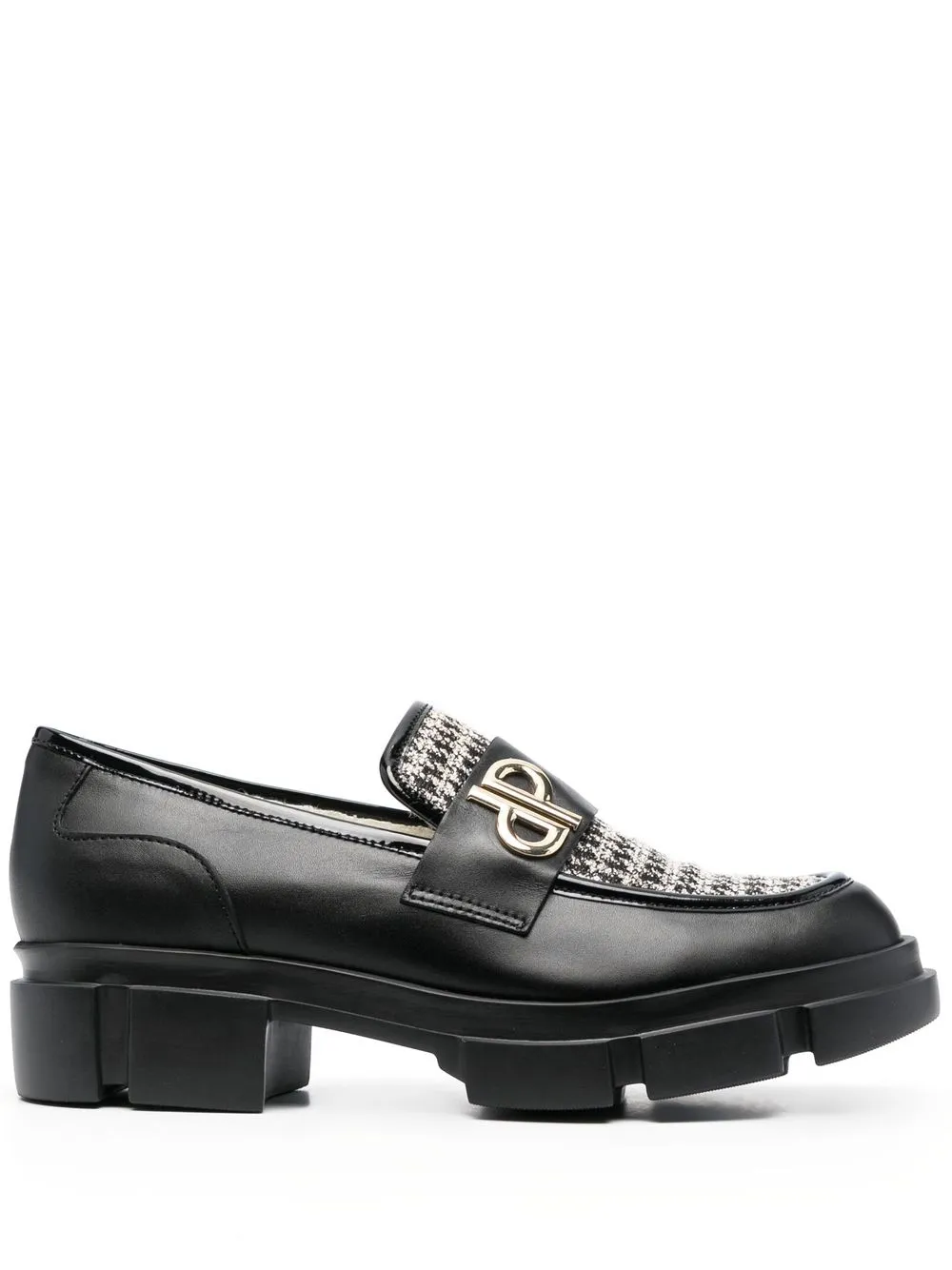 

Pollini 45mm leather tweed mocassins - Black