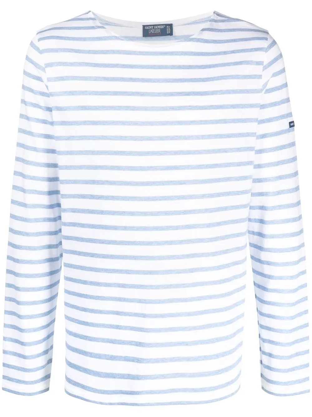 

Saint James stripe-print logo-patch T-Shirt - White