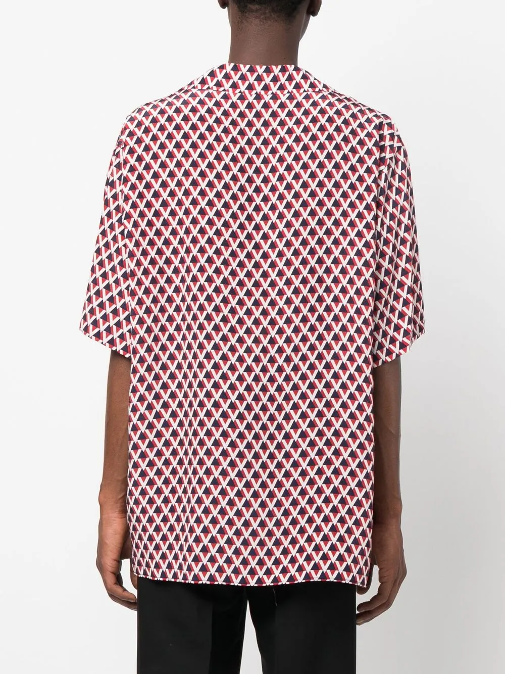 Valentino Abstract-pattern Silk Bowling Shirt In Red