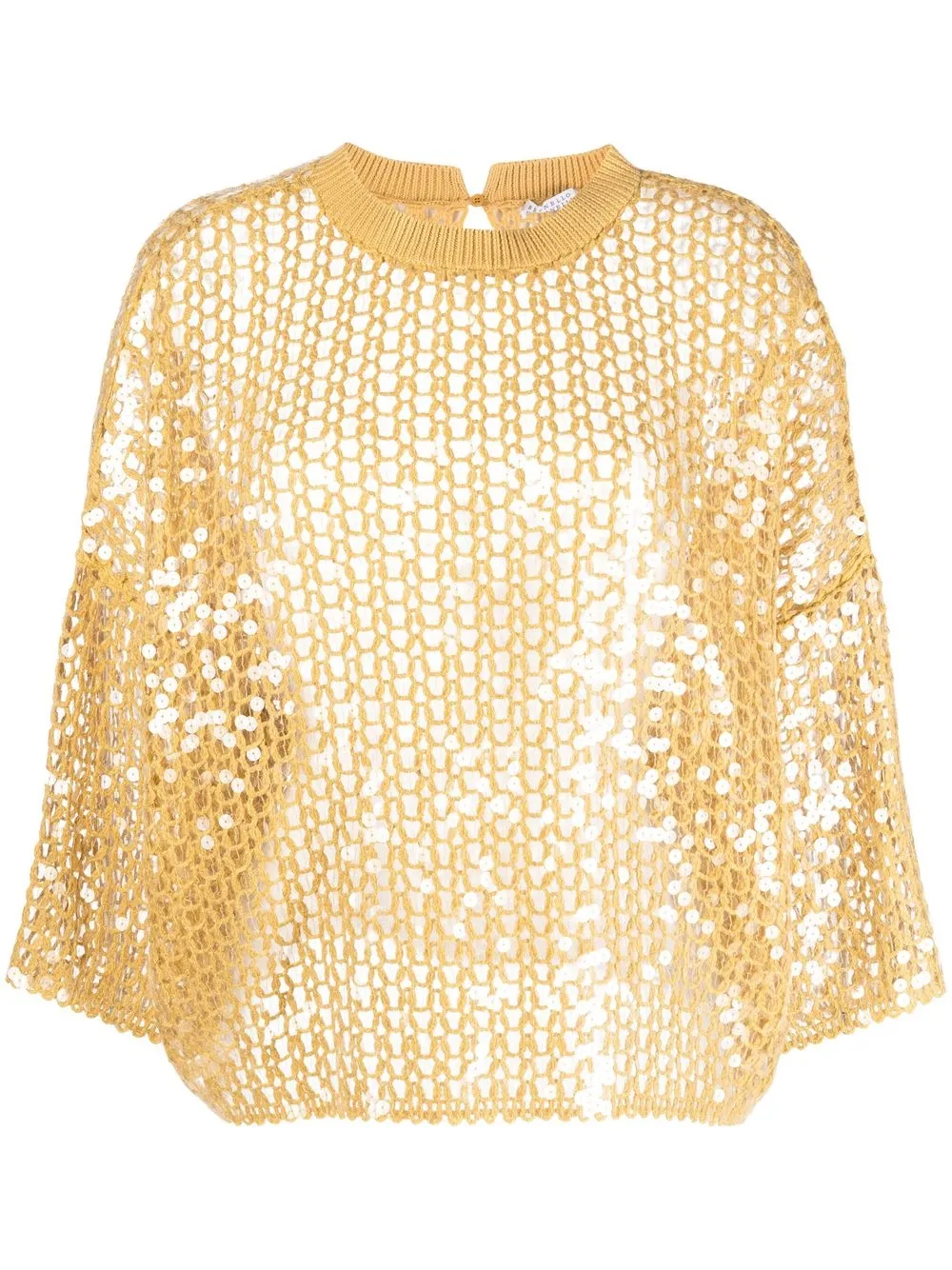 

Brunello Cucinelli top tejido flojo con lentejuelas - Amarillo