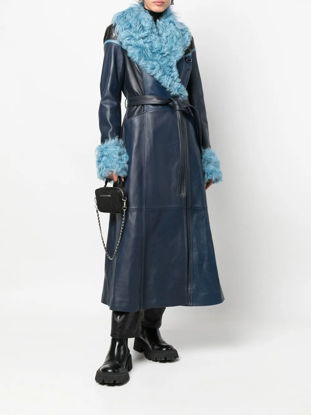 Marine Serre Leren jas - Blauw