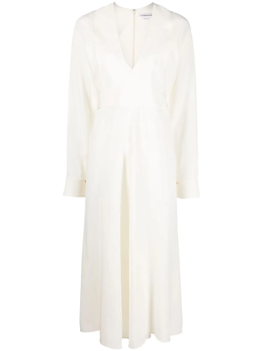 

Victoria Beckham V-neck long-sleeve mid-length dress - White