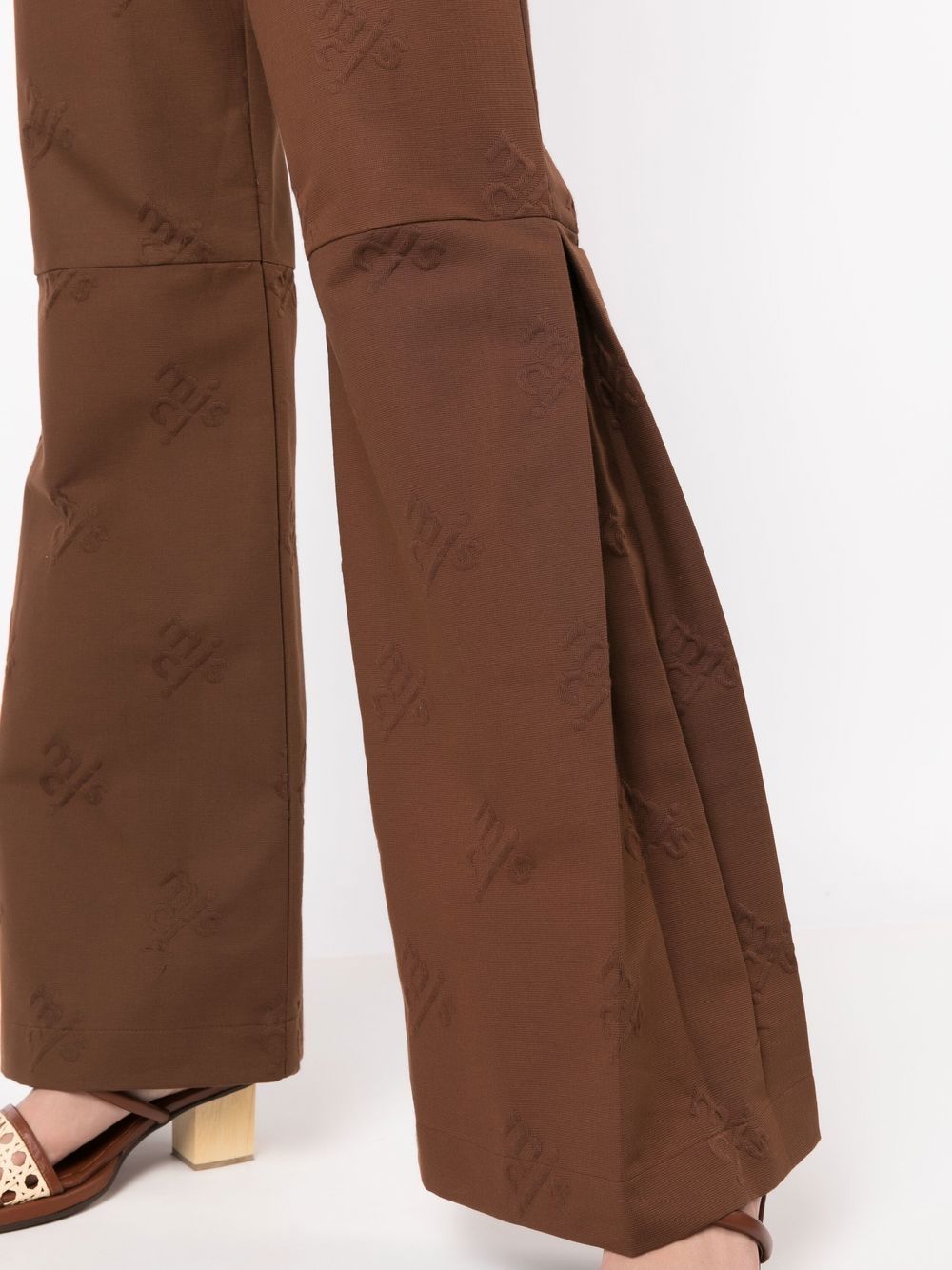 Shop Misci High-waisted Flared Trousers In Brown