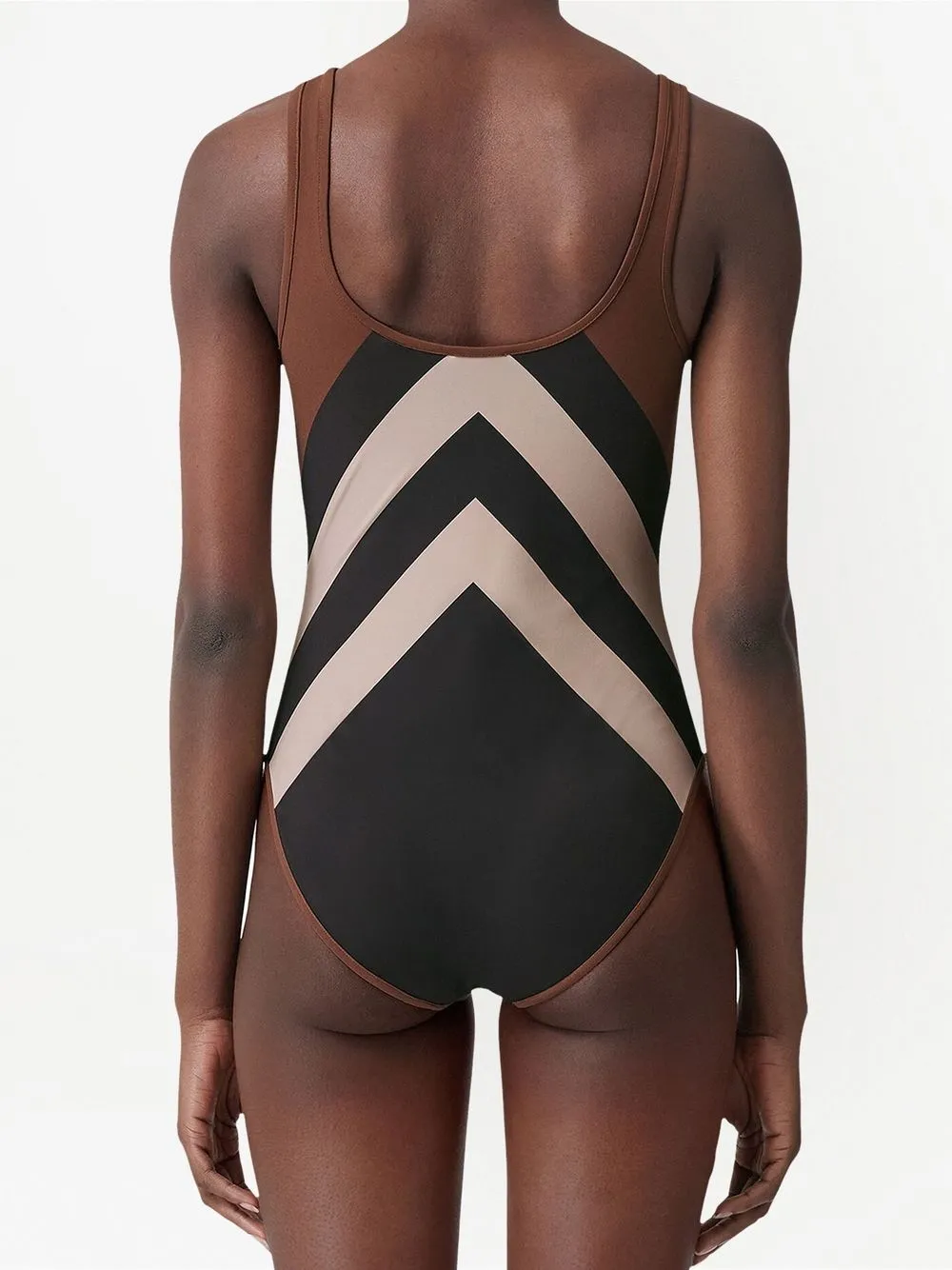  Burberry Chevron Check-print Swimsuit - Brown 