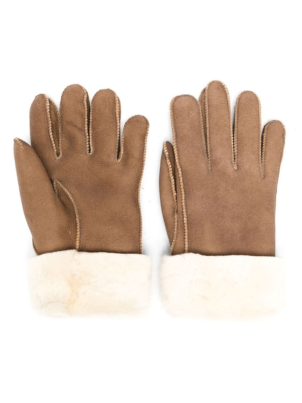 

Parajumpers logo patch shearling gloves - Brown