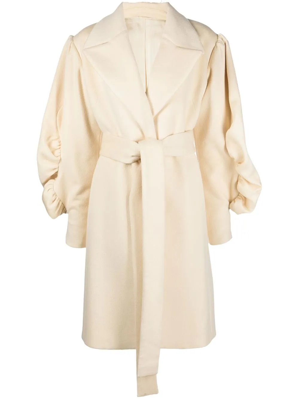 

Del Core ruffle-sleeve belted trench coat - White