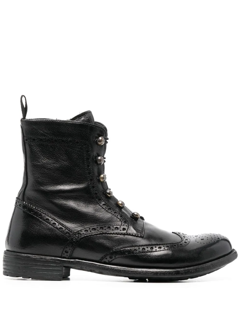 

Officine Creative punch-hole detailed leather boots - Black