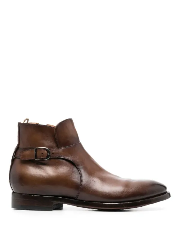 Officine Creative Monk-Strap Detail Ankle Boots - Brown