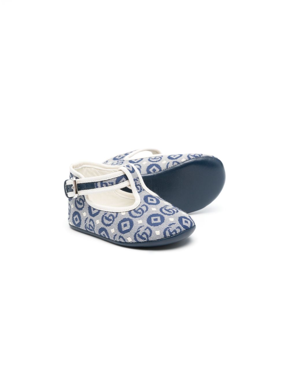 Gucci Kids Double G canvas crib shoes - Blue