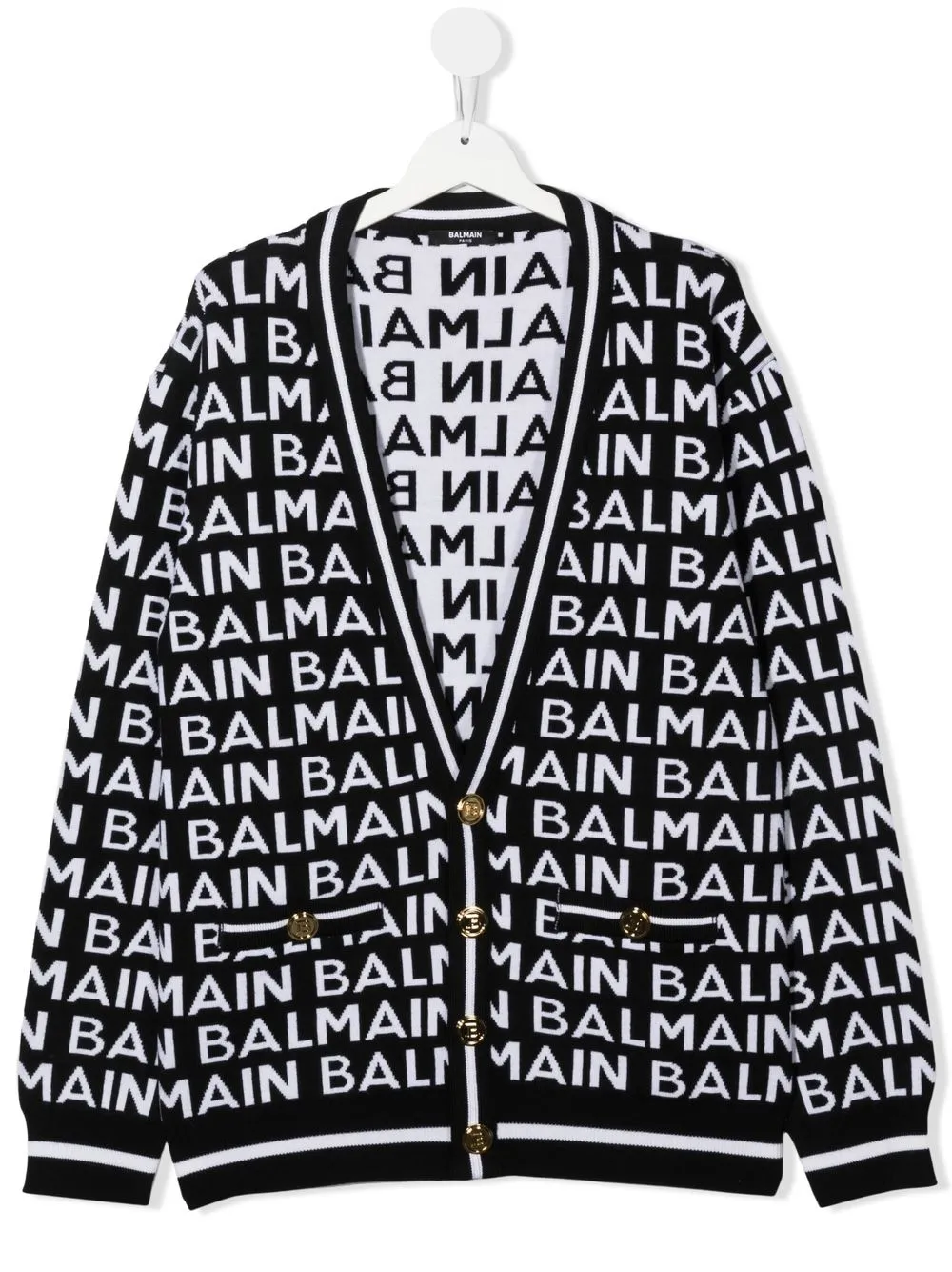 

Balmain Kids TEEN intarsia-knit V-neck cardigan - Black