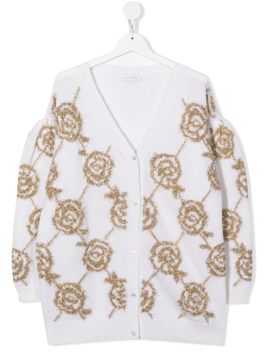 

Monnalisa cárdigan con rosas bordadas - Blanco