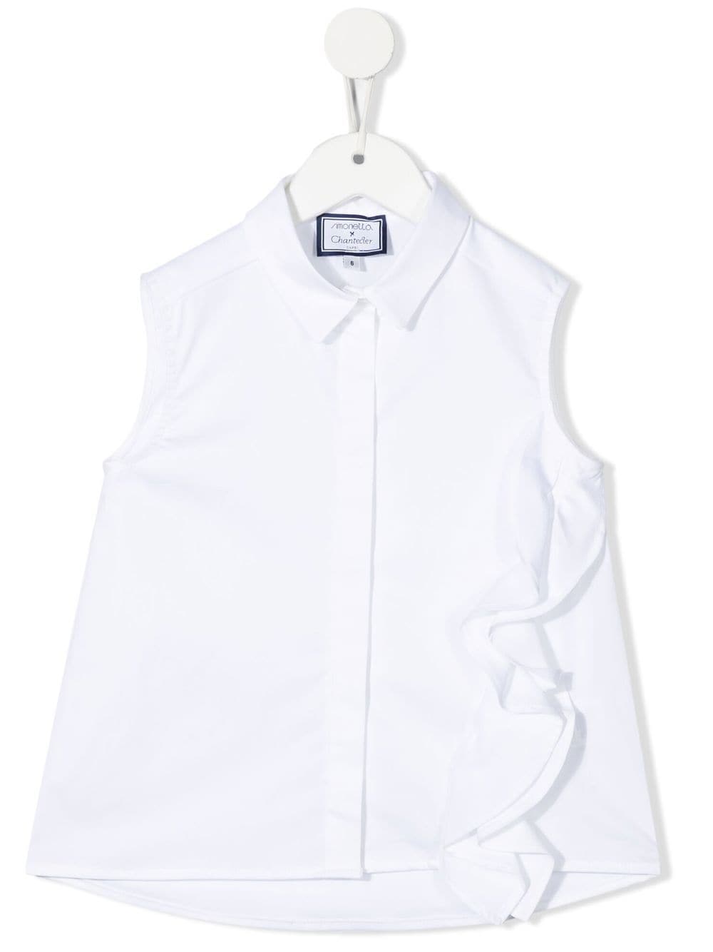Simonetta Ruffled-trim Sleeveless Shirt In Weiss