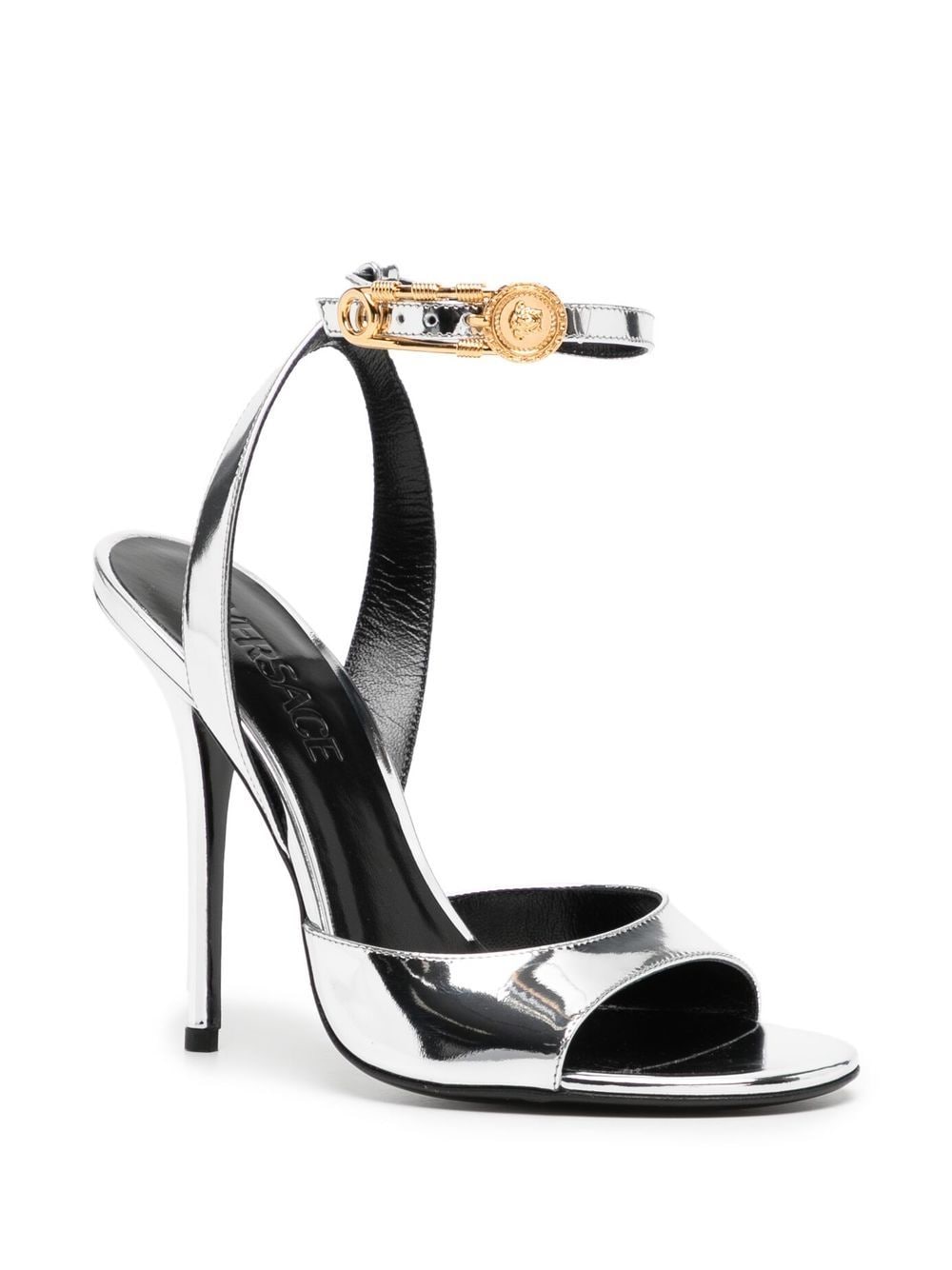 Versace Safety Pin metallic sandalen - Zilver