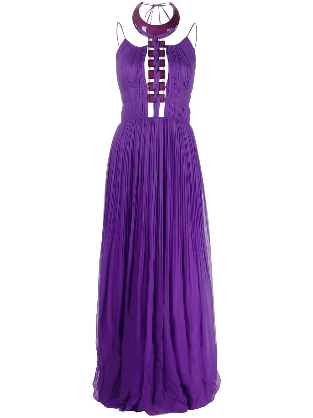 

Alberta Ferretti gathered-detail spaghetti-strap dress - Purple