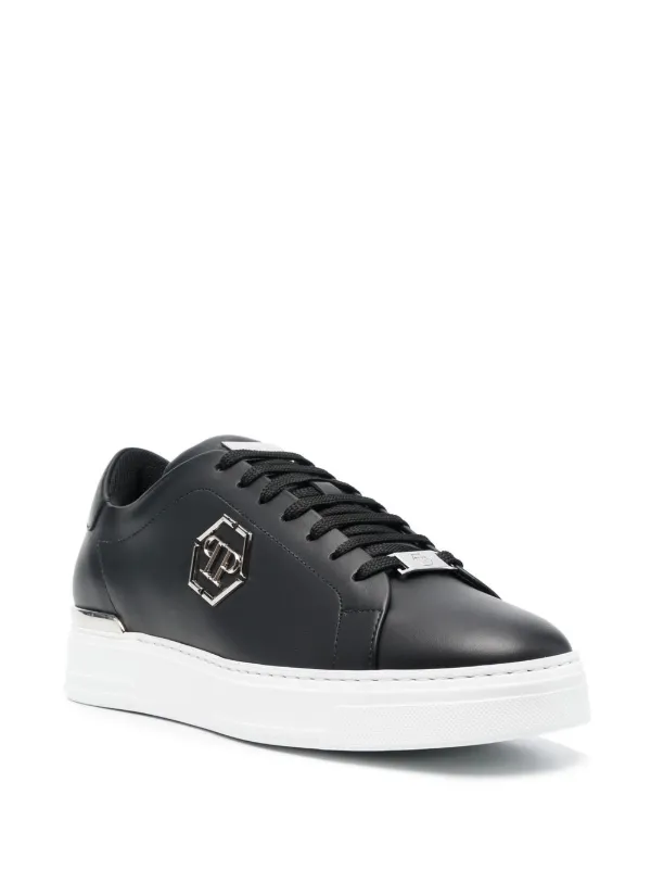 【関税込み】philipp plein Hexagon' sneakers Philipp Plein Hexagon low-top Leather Sneakers | Black