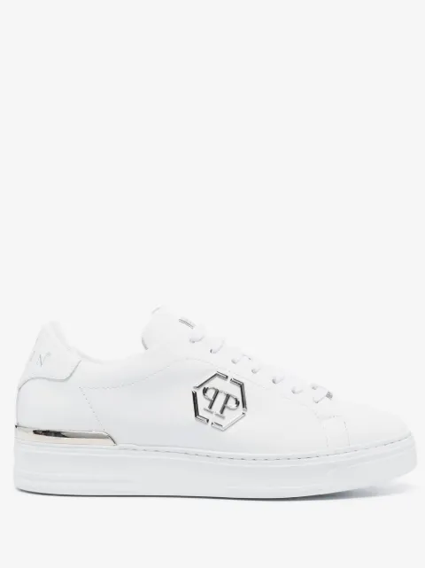 Philipp Plein leather lo-top sneakers Hexagon