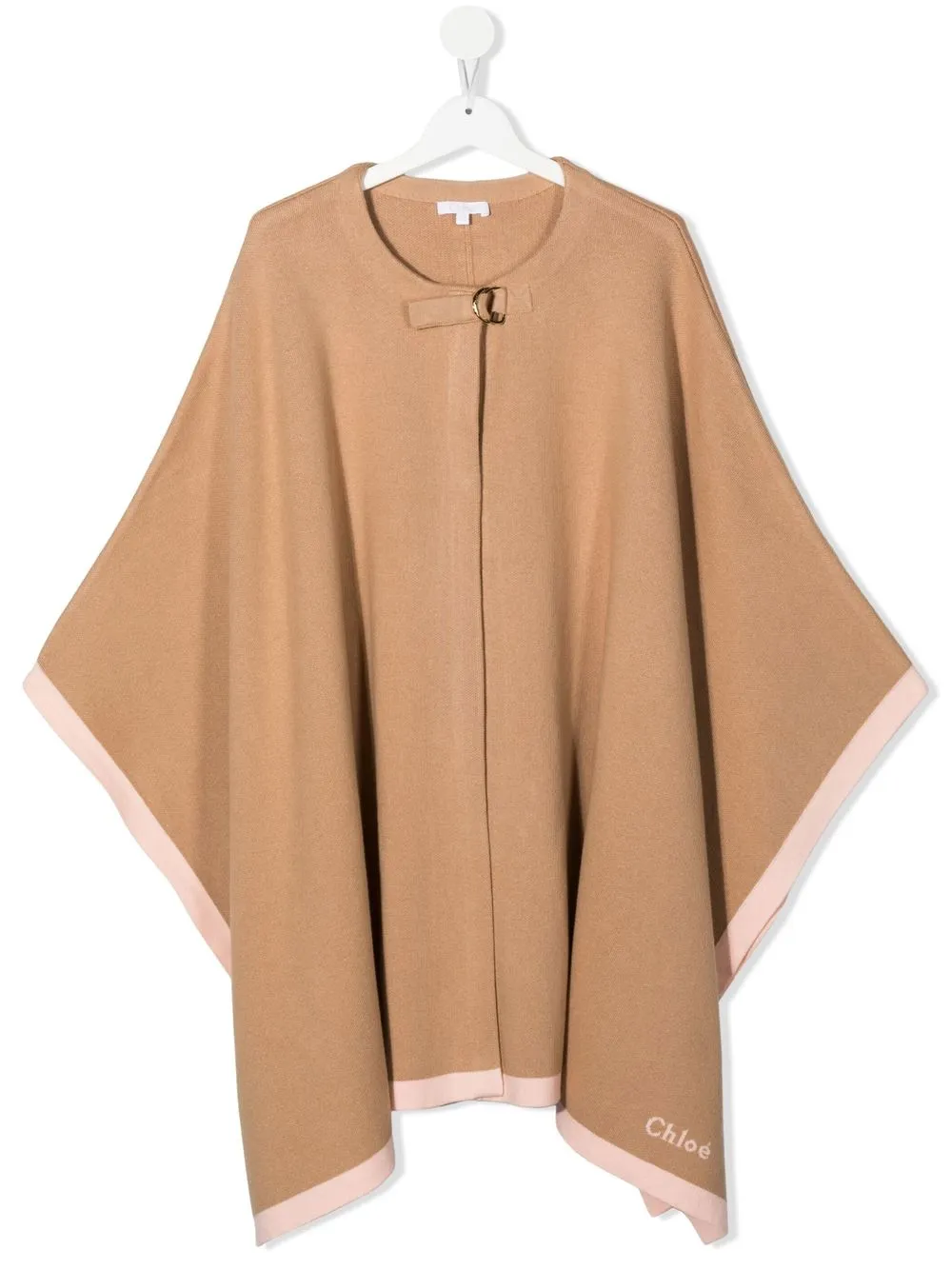 

Chloé Kids TEEN buckle-fastening poncho top - Neutrals